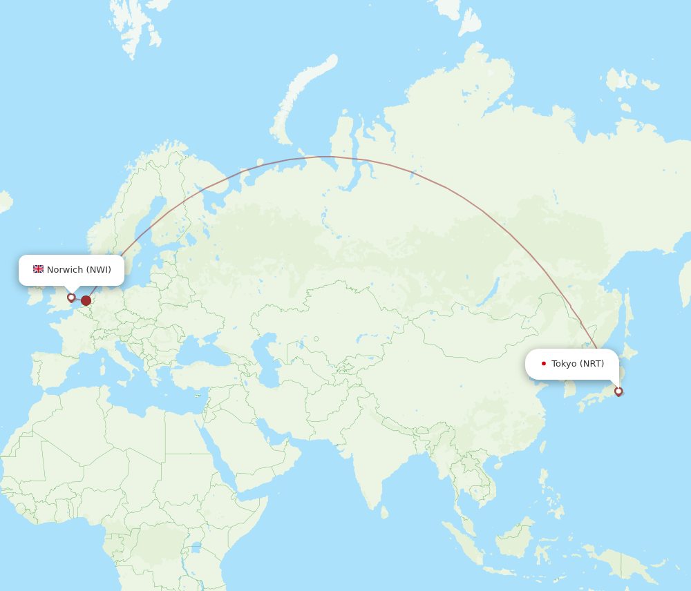 NRT-NWI flight routes