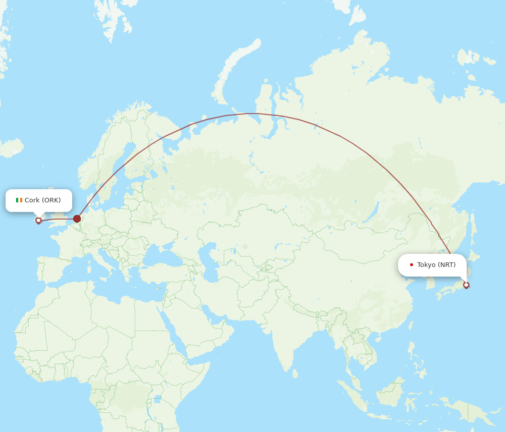 NRT-ORK flight routes