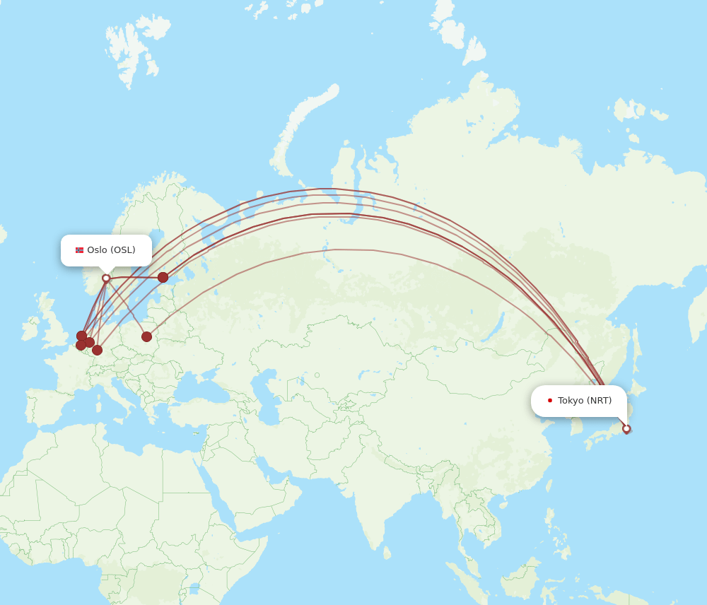 NRT-OSL flight routes