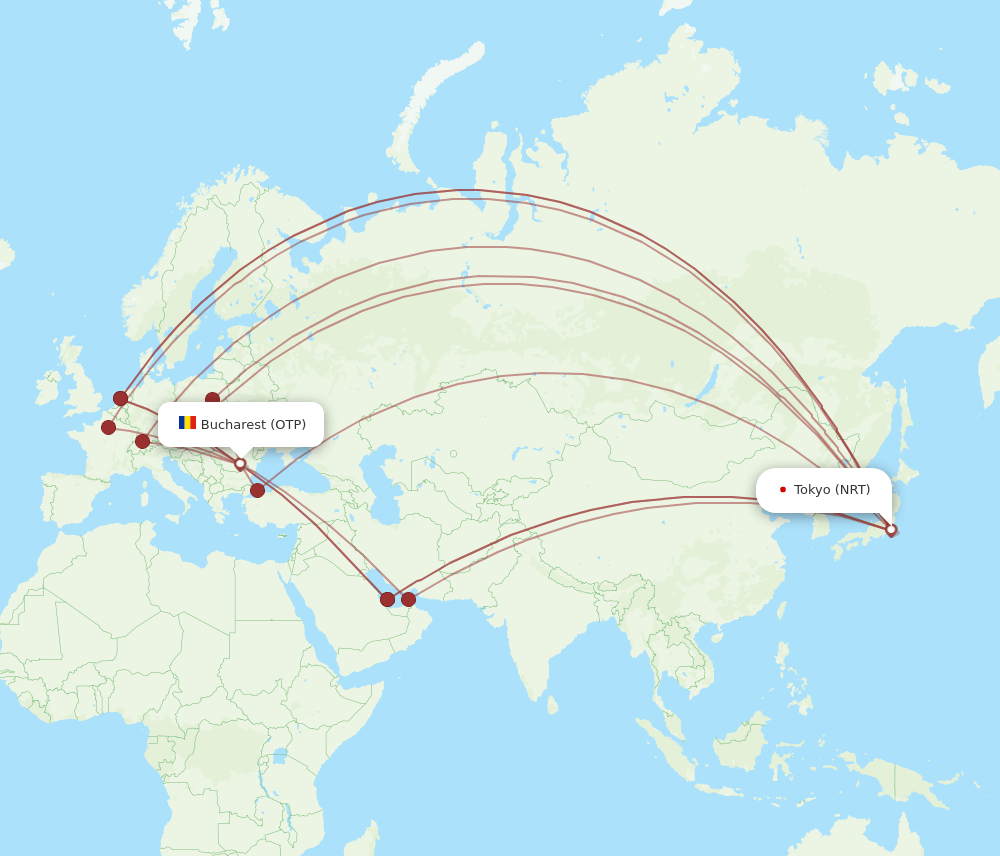 NRT-OTP flight routes