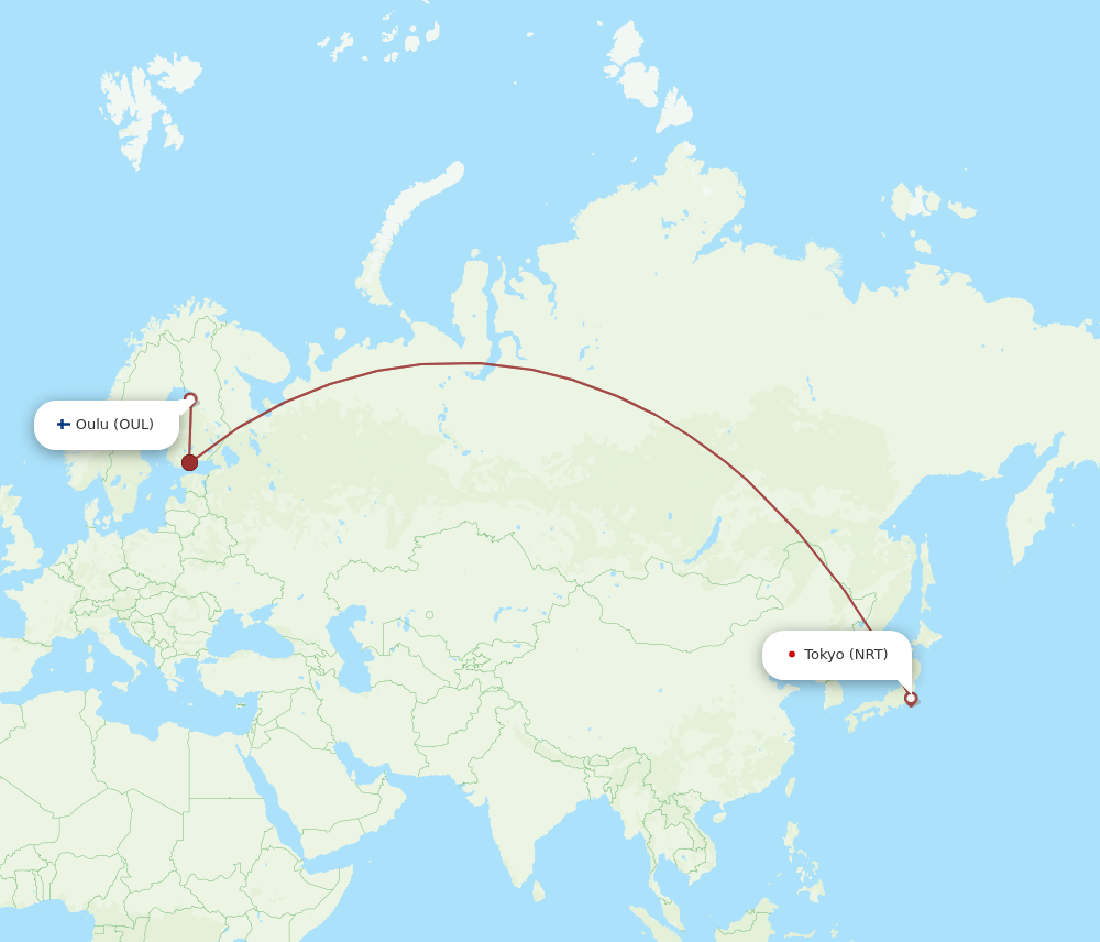 NRT-OUL flight routes