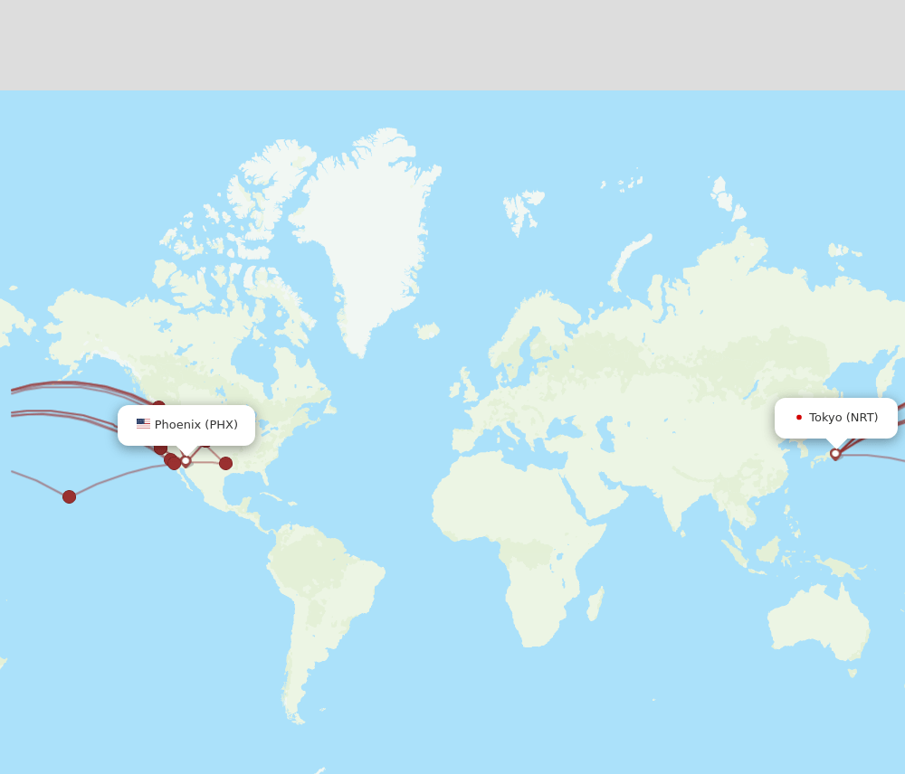 NRT-PHX flight routes