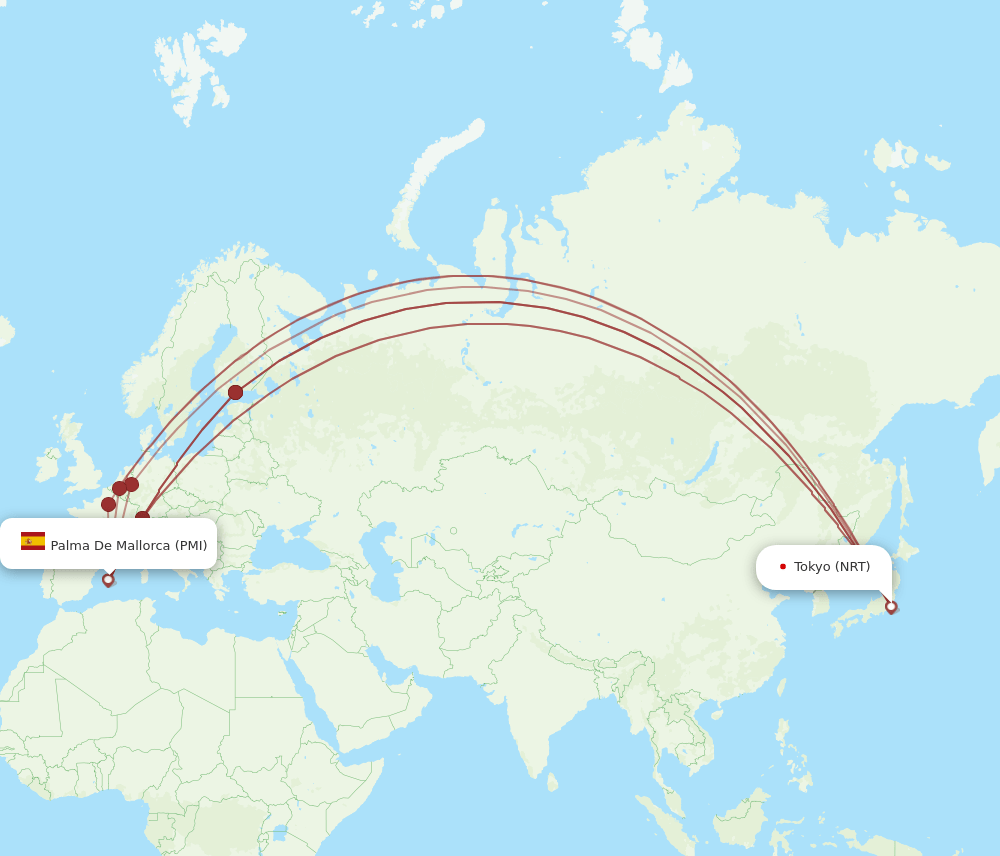 NRT-PMI flight routes