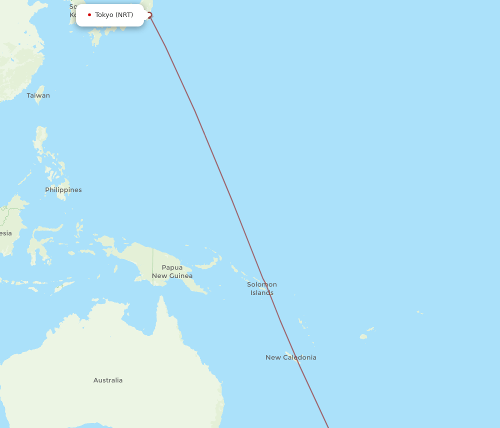 NRT-PMR flight routes