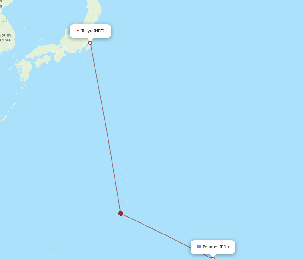 NRT to PNI flights and routes map