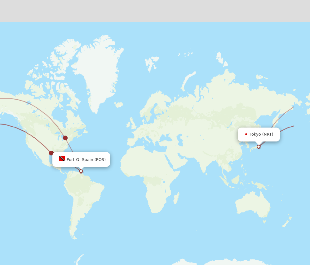 NRT-POS flight routes