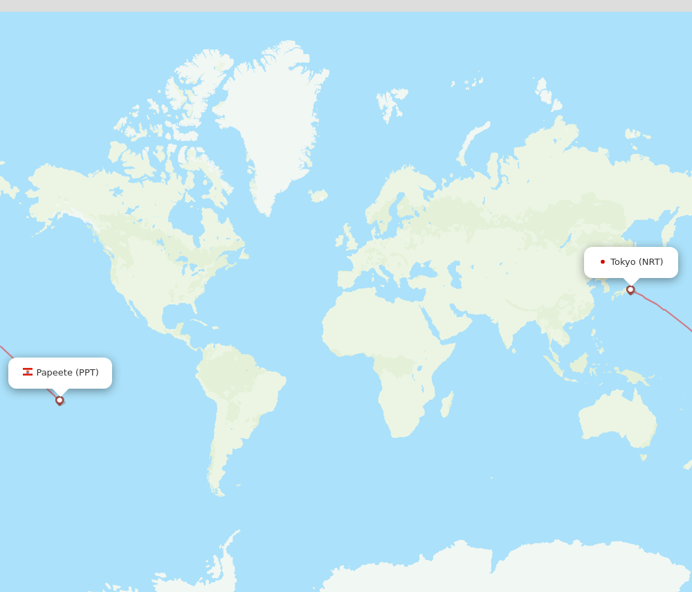 NRT to PPT flights and routes map