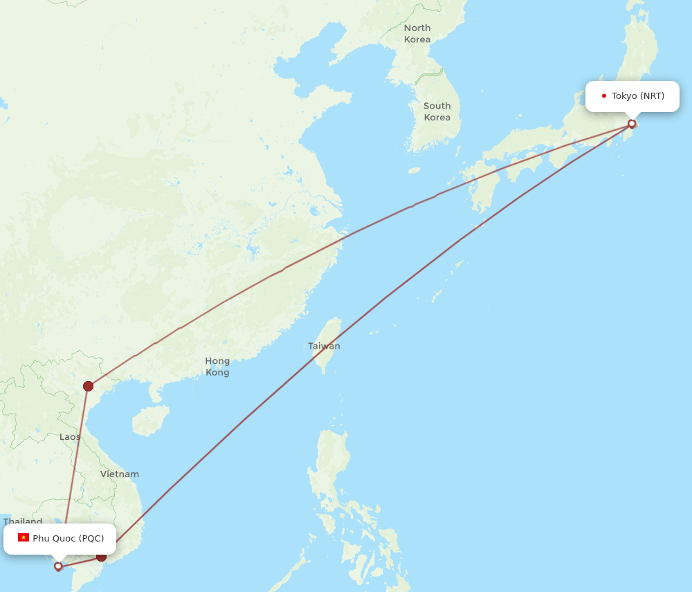 NRT to PQC flights and routes map