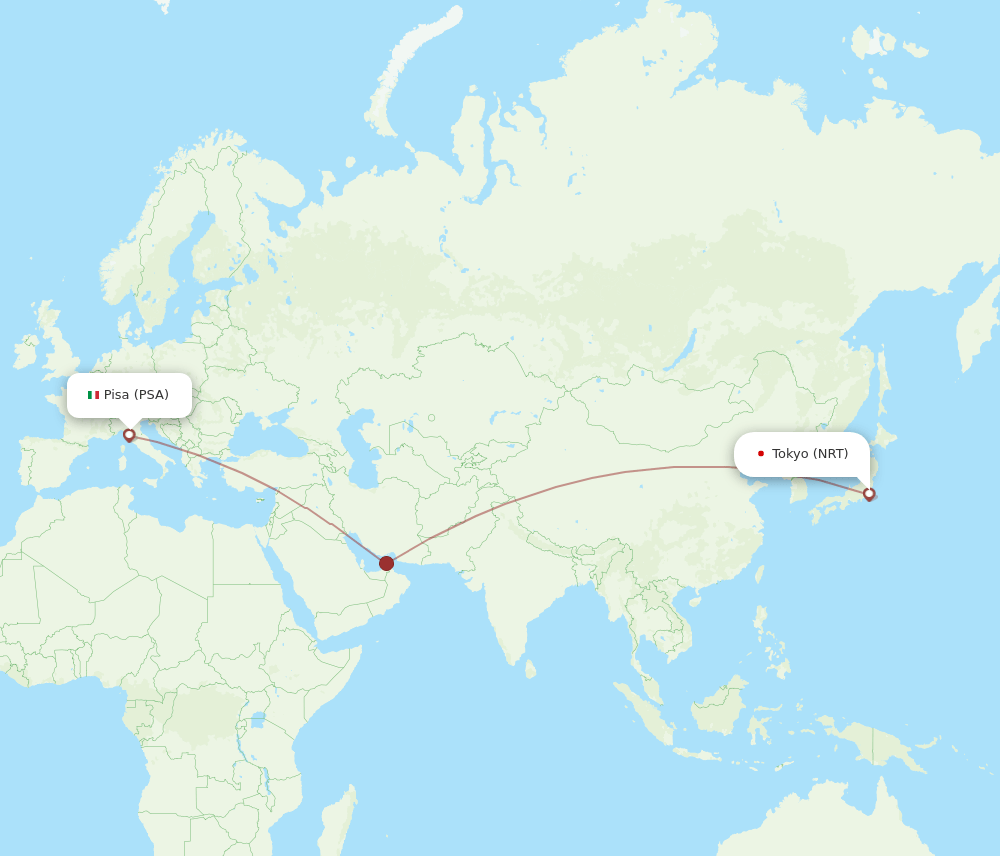 NRT to PSA flights and routes map