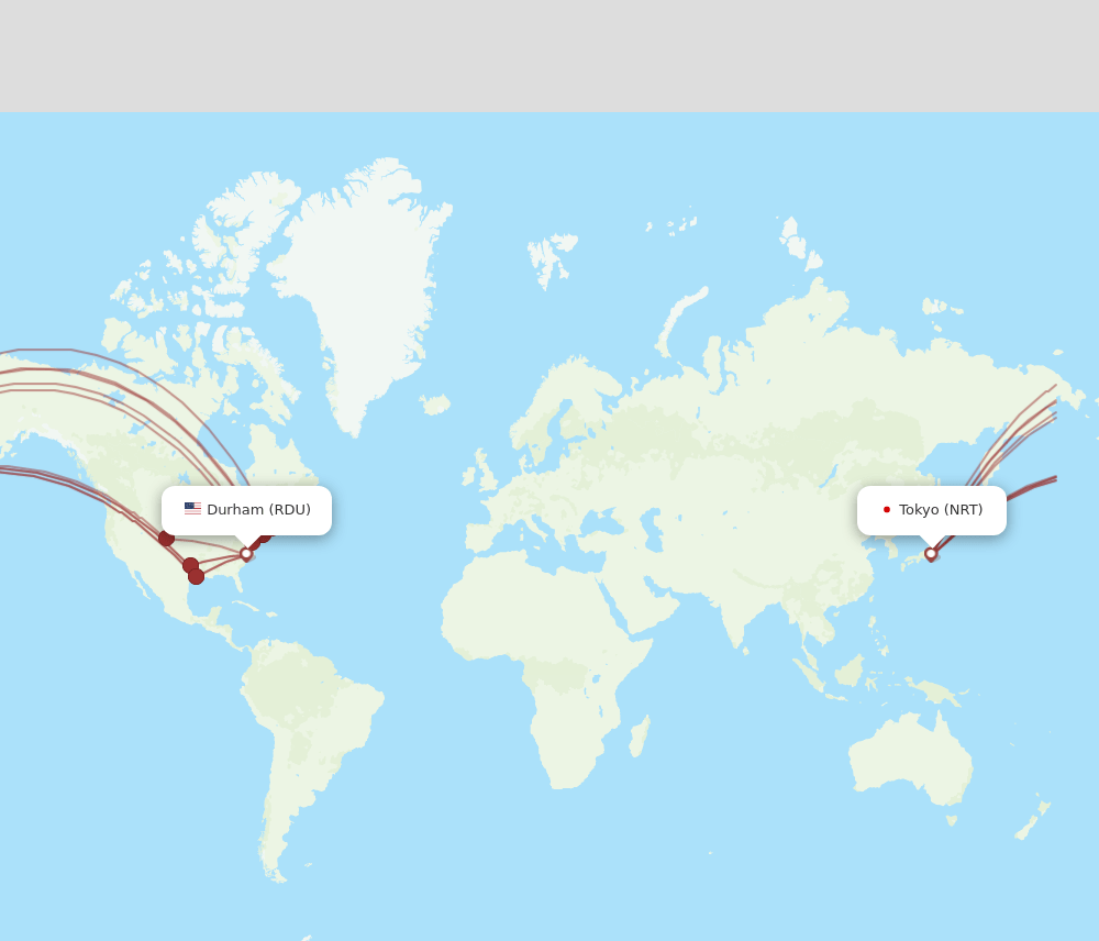 NRT-RDU flight routes