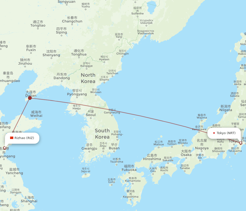 NRT-RIZ flight routes