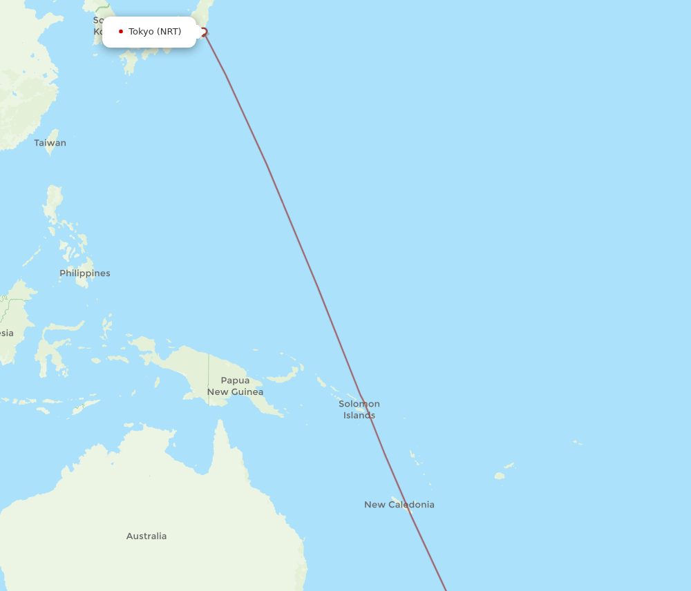 Rotorua - Tokyo route map and flight paths