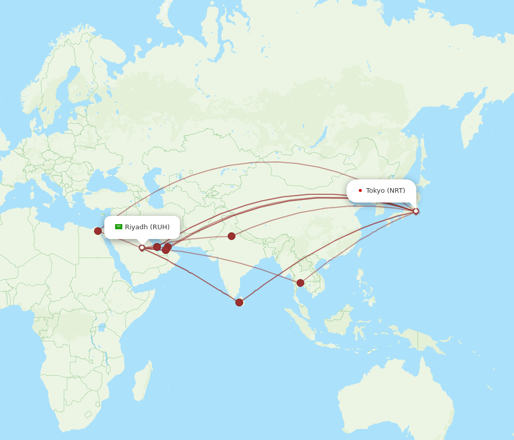 NRT-RUH flight routes
