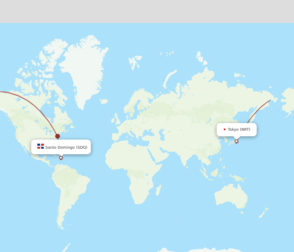 NRT-SDQ flight routes