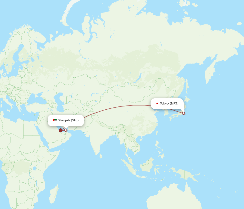 NRT-SHJ flight routes