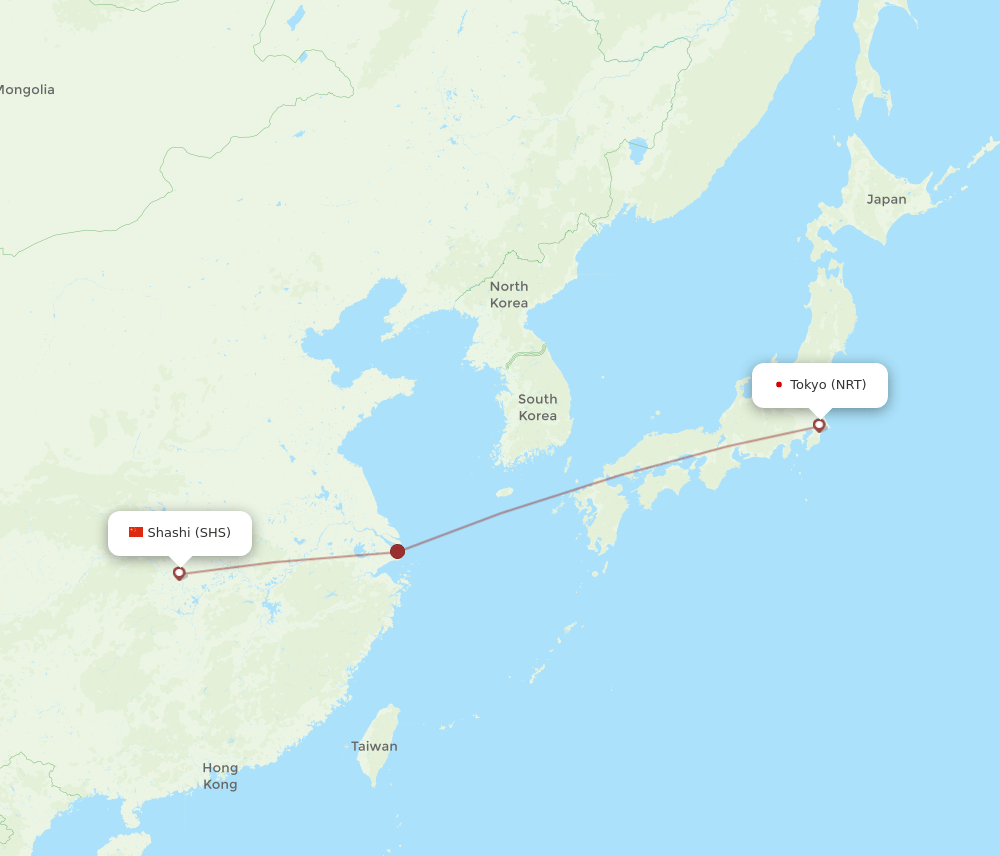 NRT to SHS flights and routes map