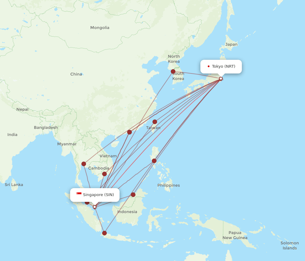 NRT-SIN flight routes