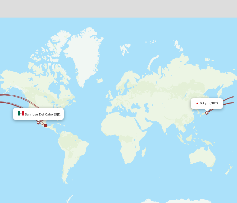 NRT to SJD flights and routes map
