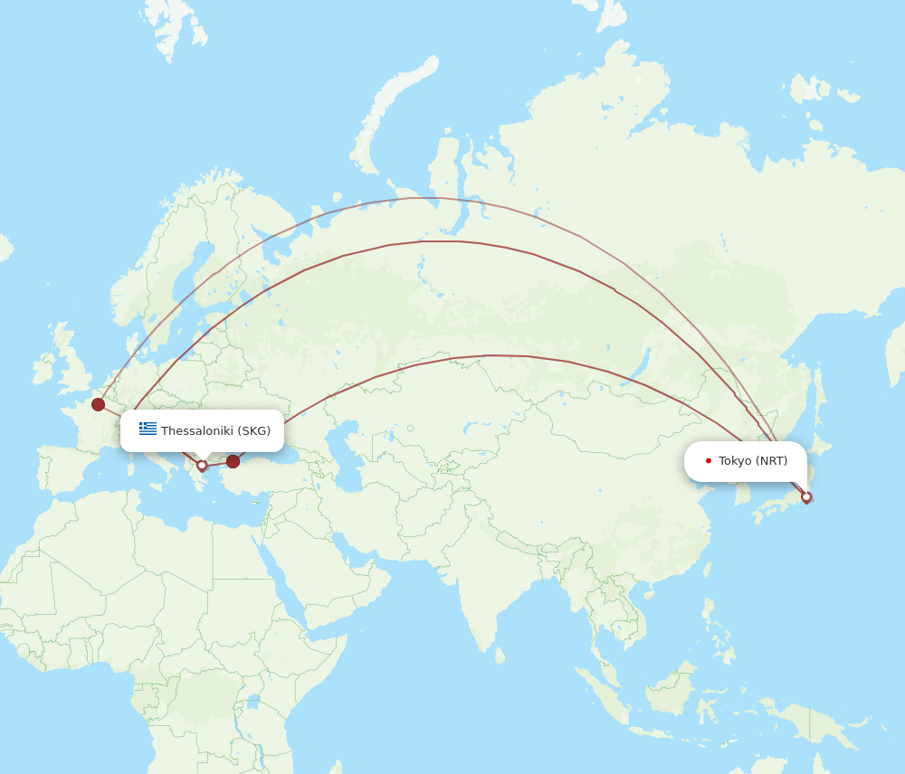 NRT-SKG flight routes