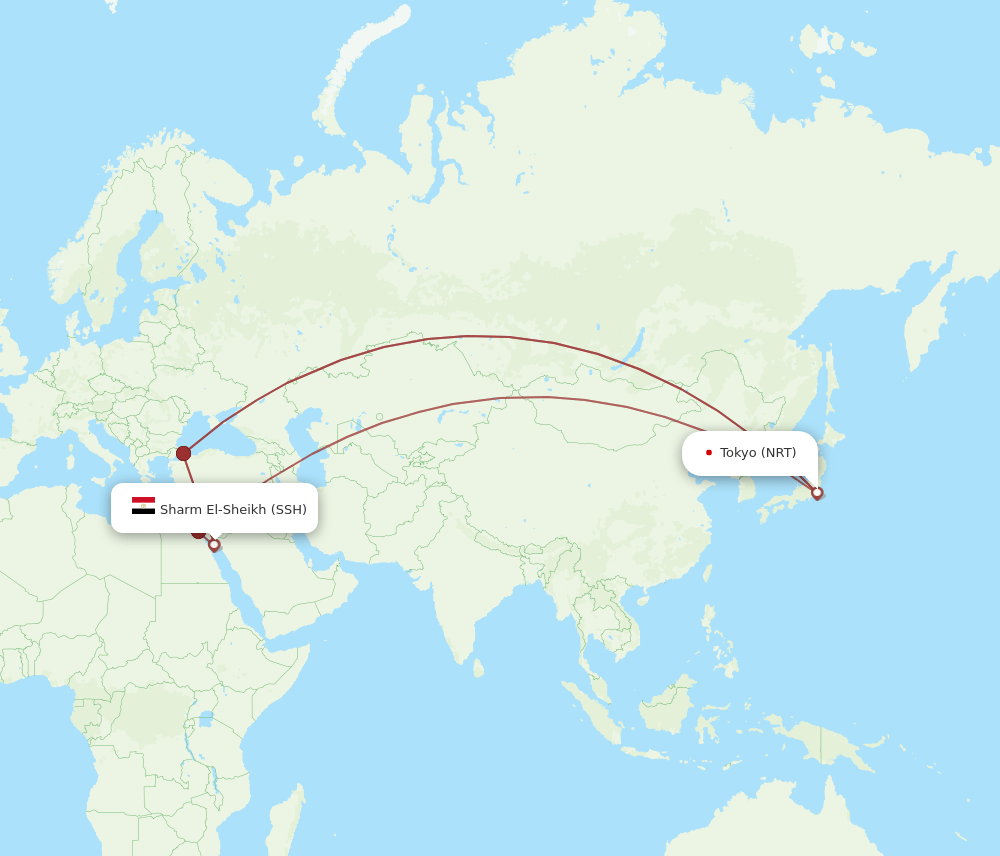 NRT to SSH flights and routes map