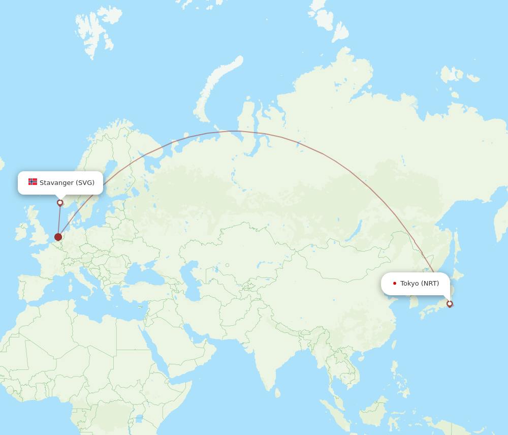 NRT-SVG flight routes