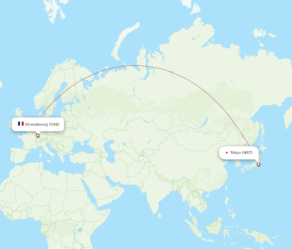 NRT to SXB flights and routes map