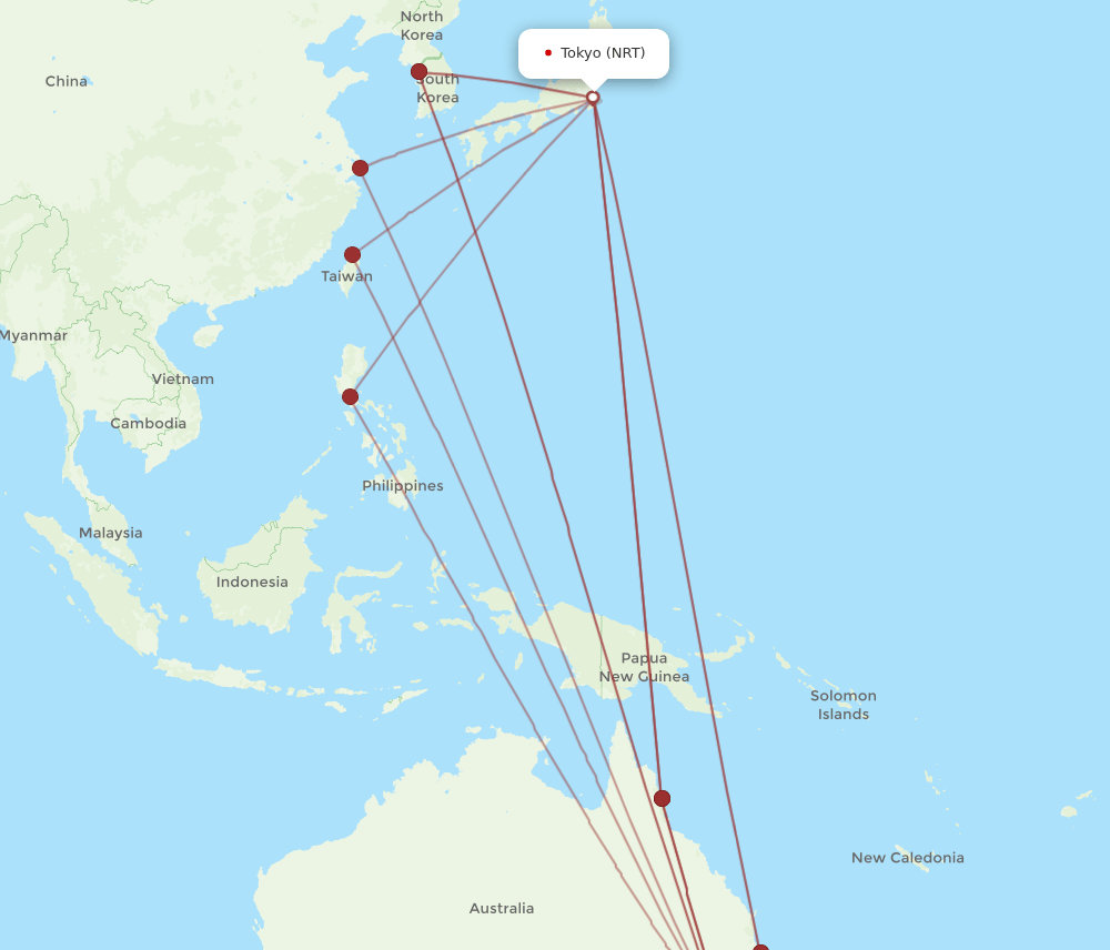 NRT to SYD flights and routes map