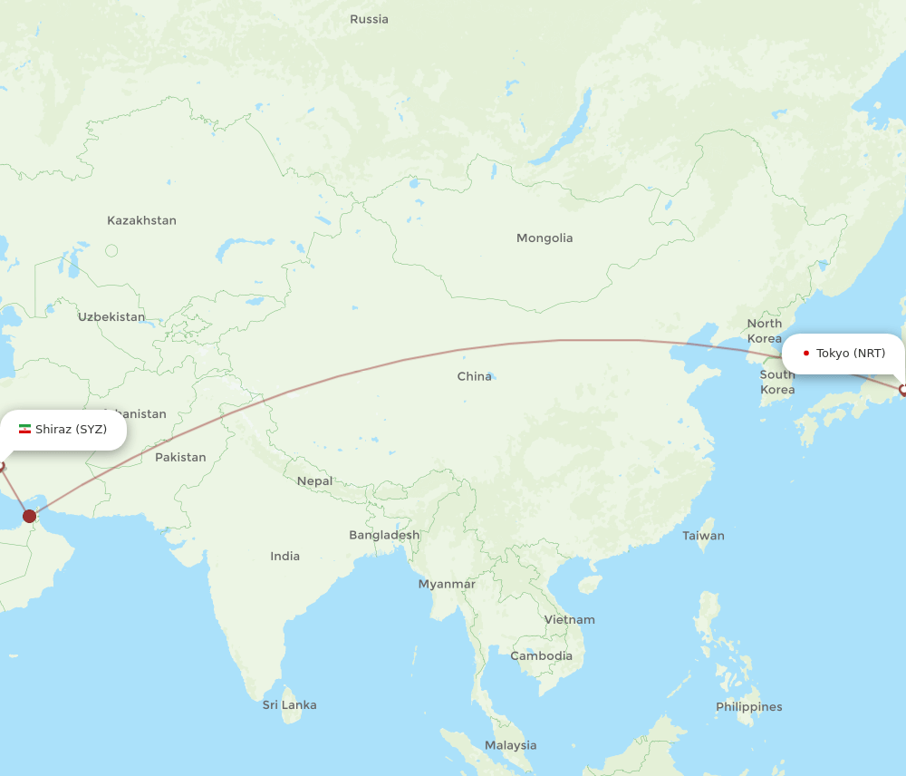 NRT-SYZ flight routes