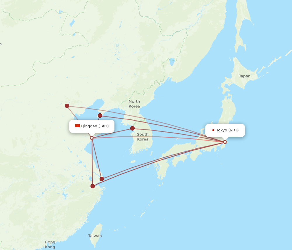 NRT-TAO flight routes
