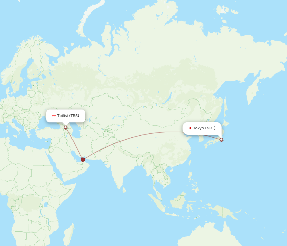 NRT-TBS flight routes