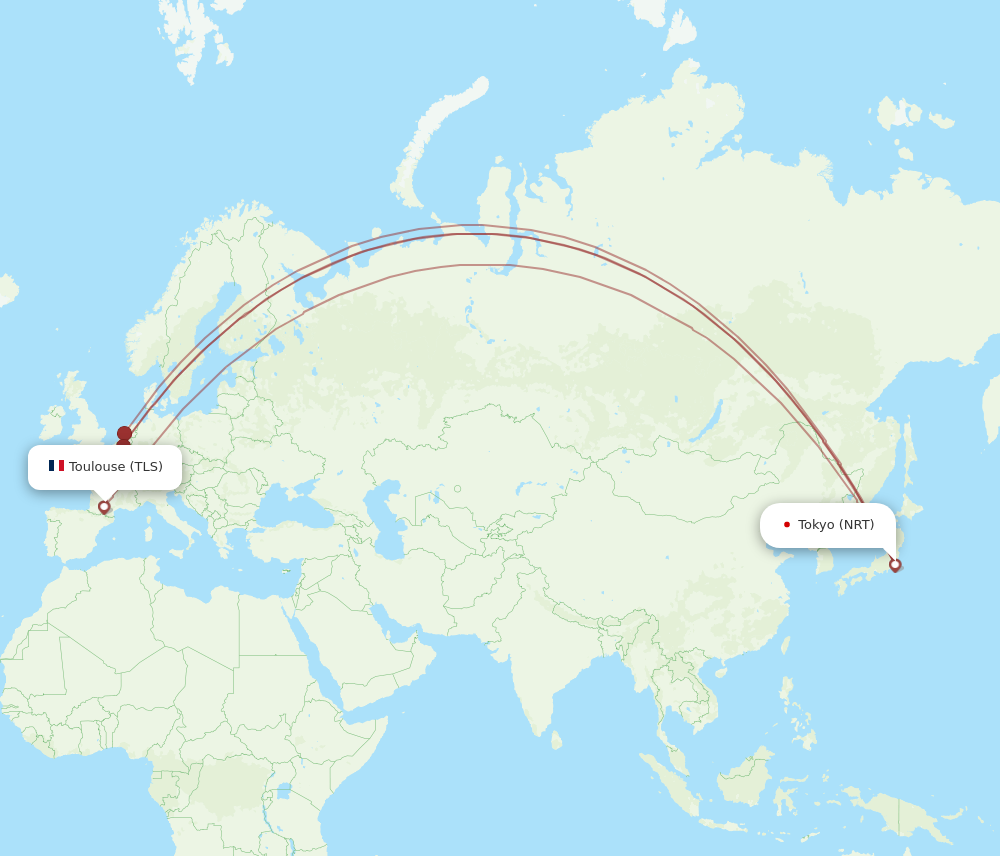 NRT to TLS flights and routes map