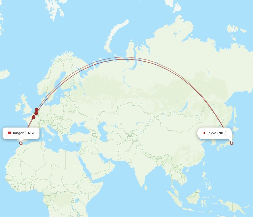 NRT to TNG flights and routes map