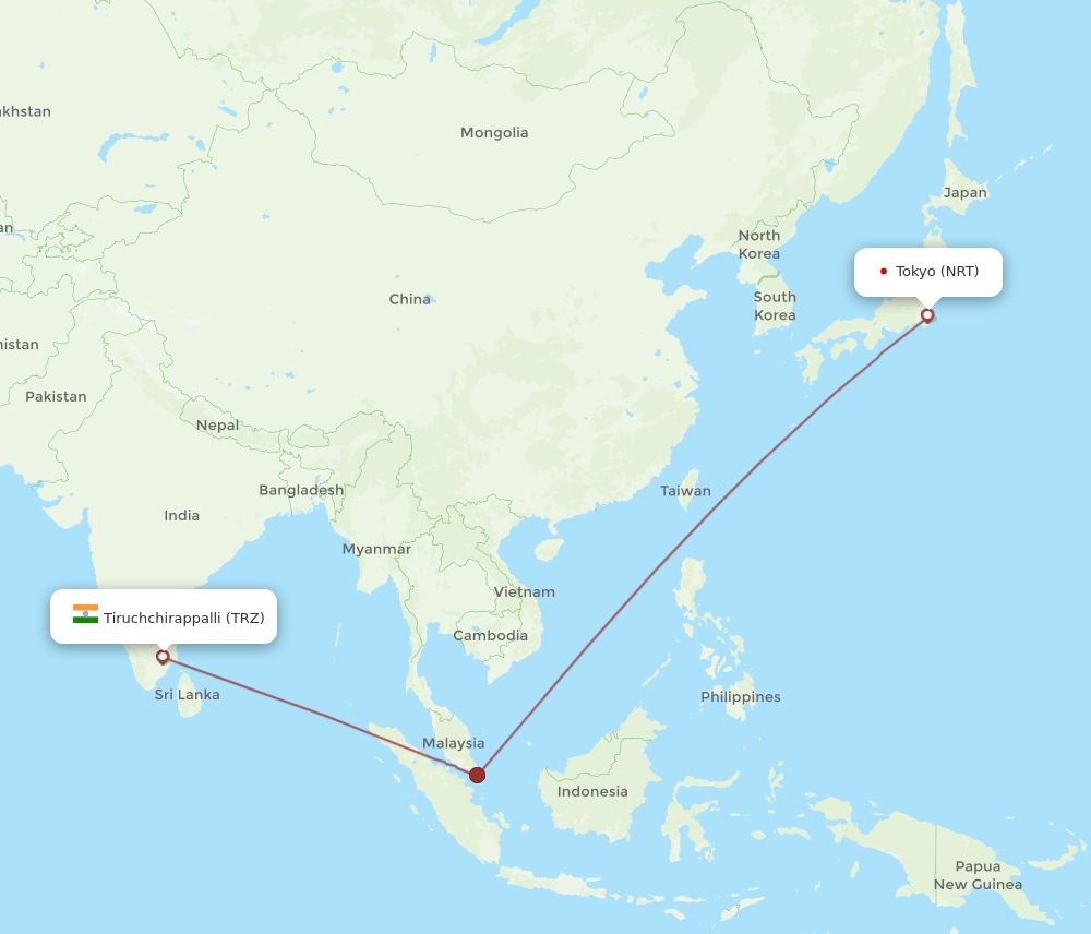 NRT to TRZ flights and routes map