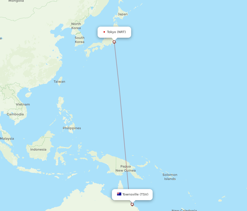 NRT-TSV flight routes