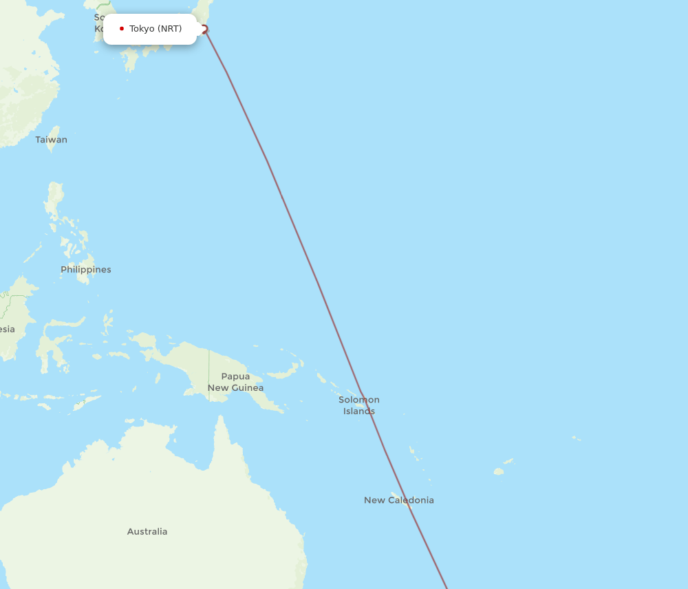 NRT to TUO flights and routes map