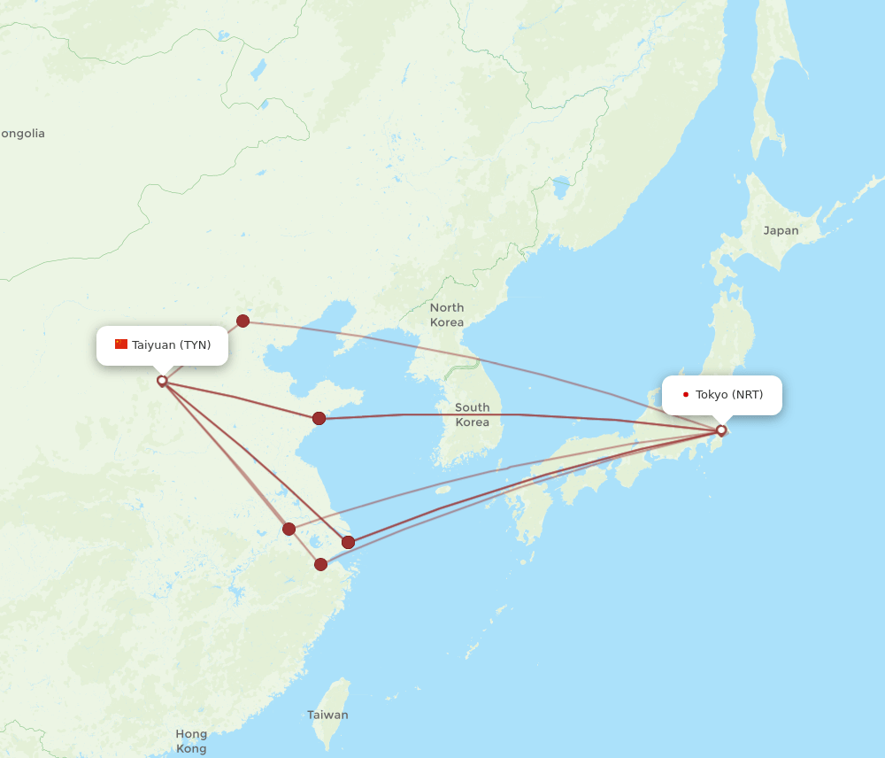 NRT-TYN flight routes