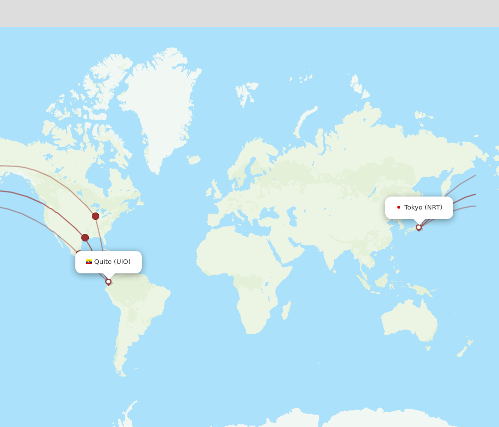 NRT to UIO flights and routes map