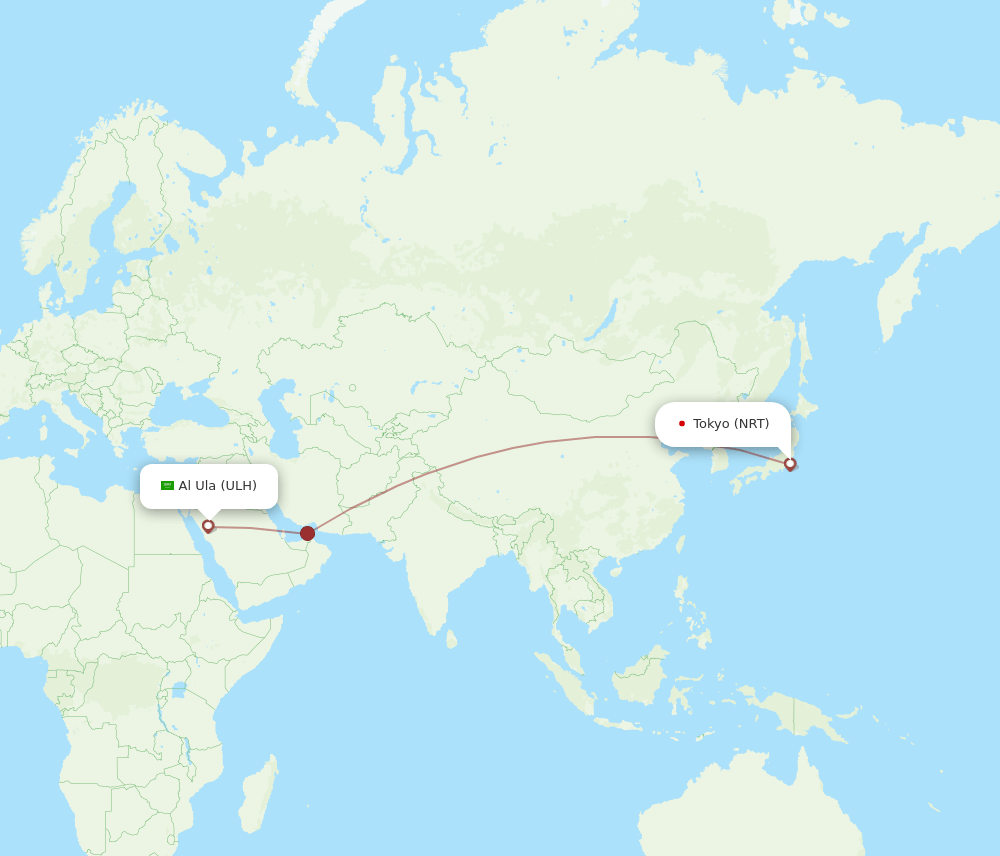 NRT-ULH flight routes