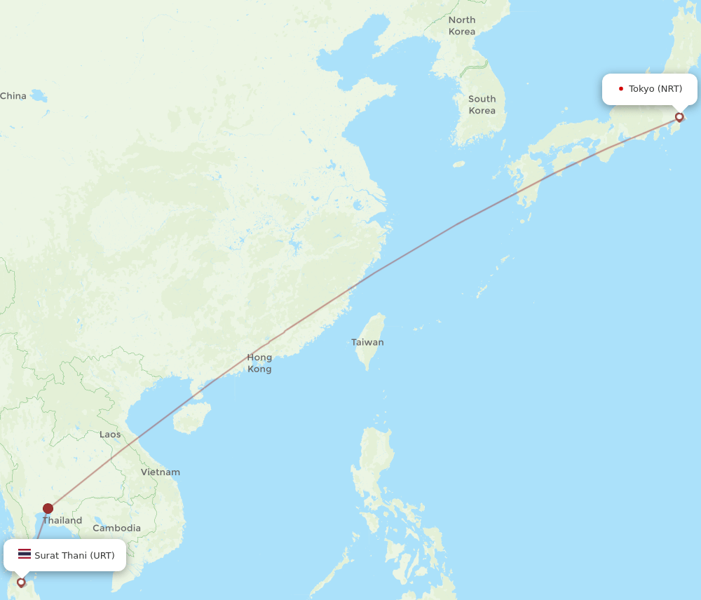 NRT-URT flight routes