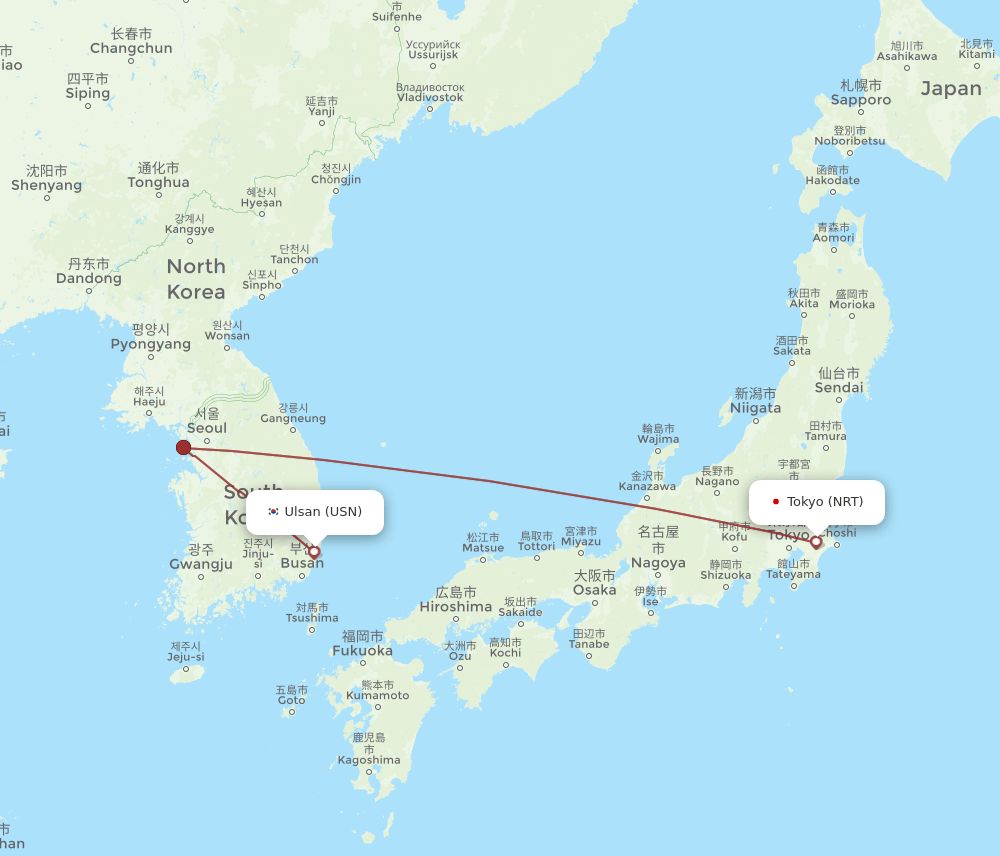 NRT-USN flight routes