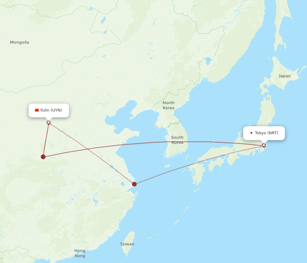 NRT-UYN flight routes