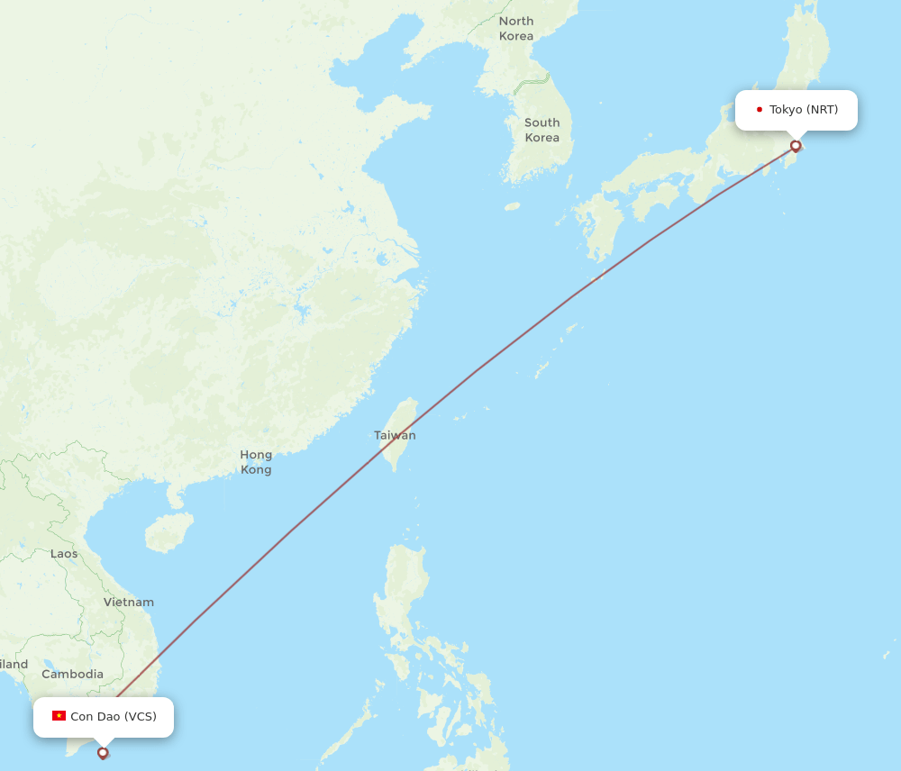 NRT-VCS flight routes