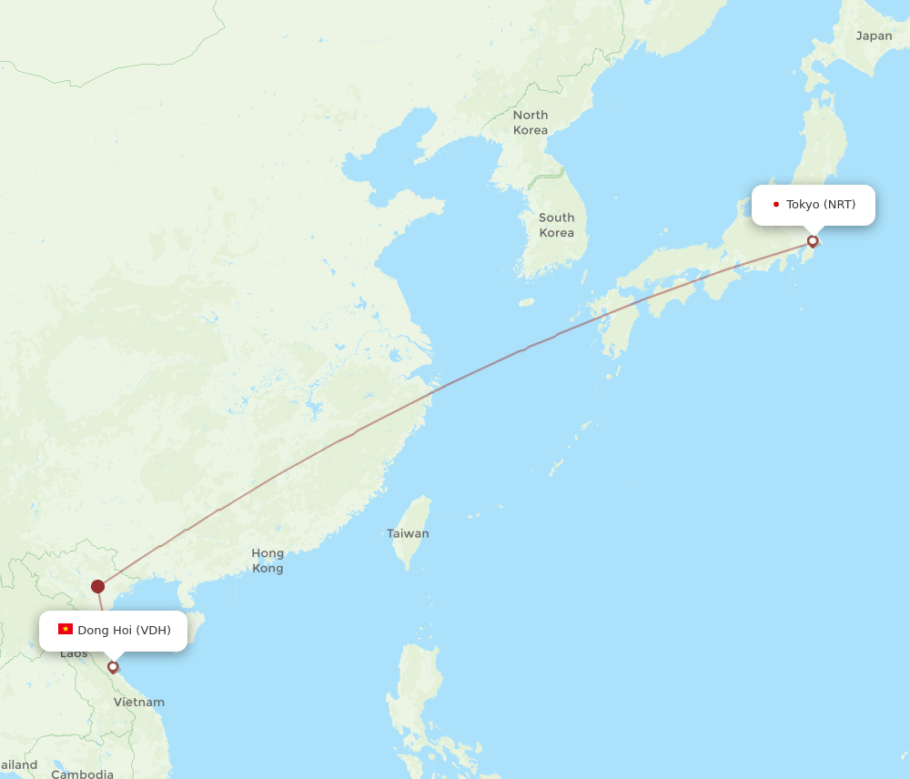NRT-VDH flight routes