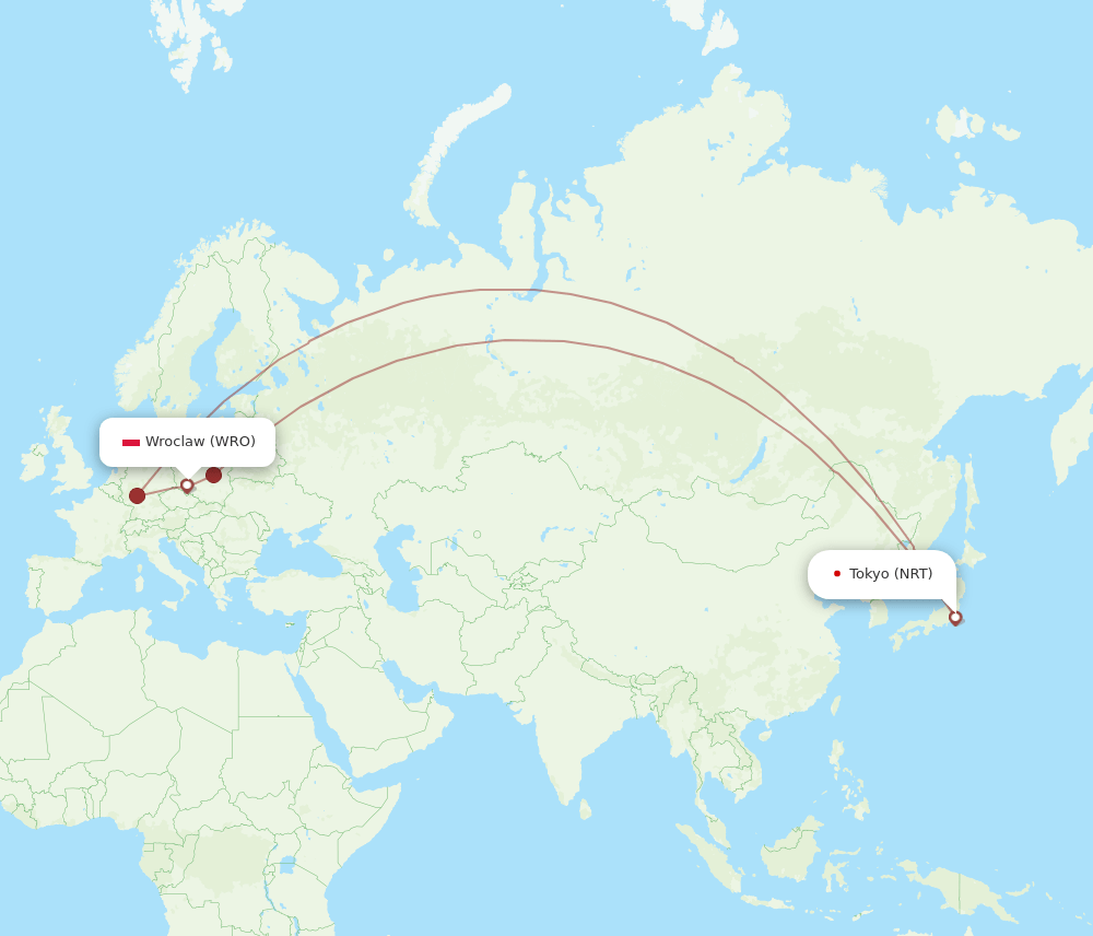 NRT-WRO flight routes