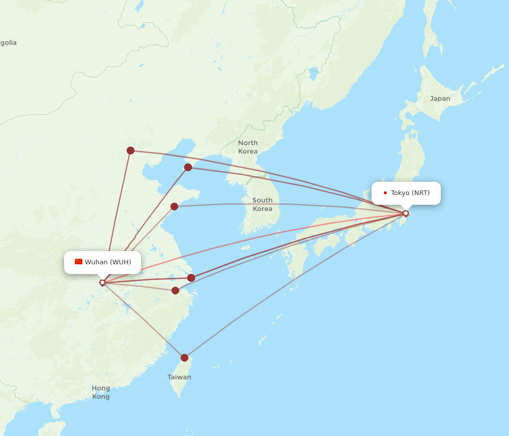NRT-WUH flight routes