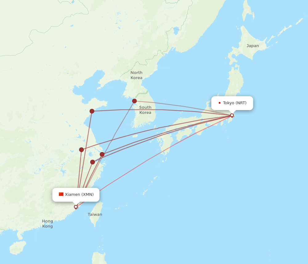 NRT-XMN flight routes