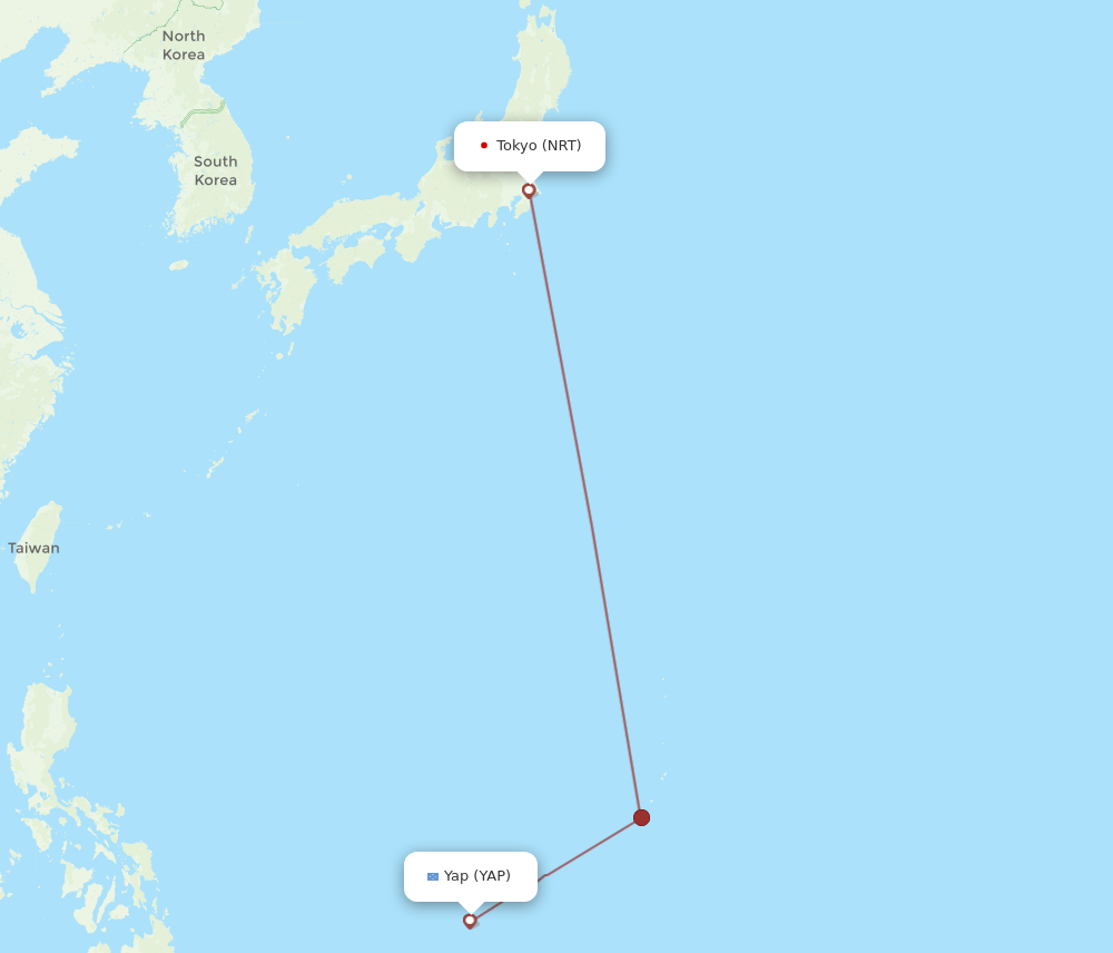 NRT-YAP flight routes