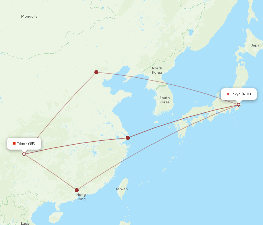 NRT to YBP flights and routes map