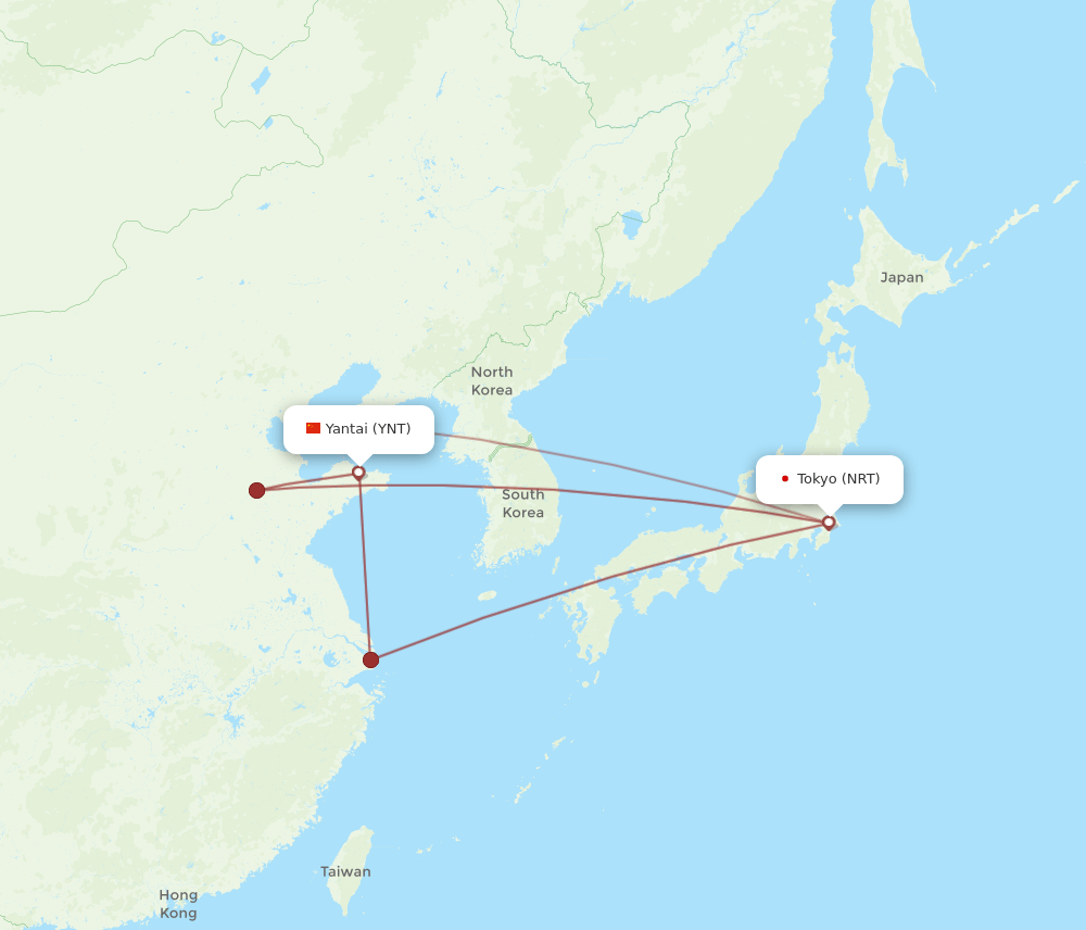 NRT-YNT flight routes