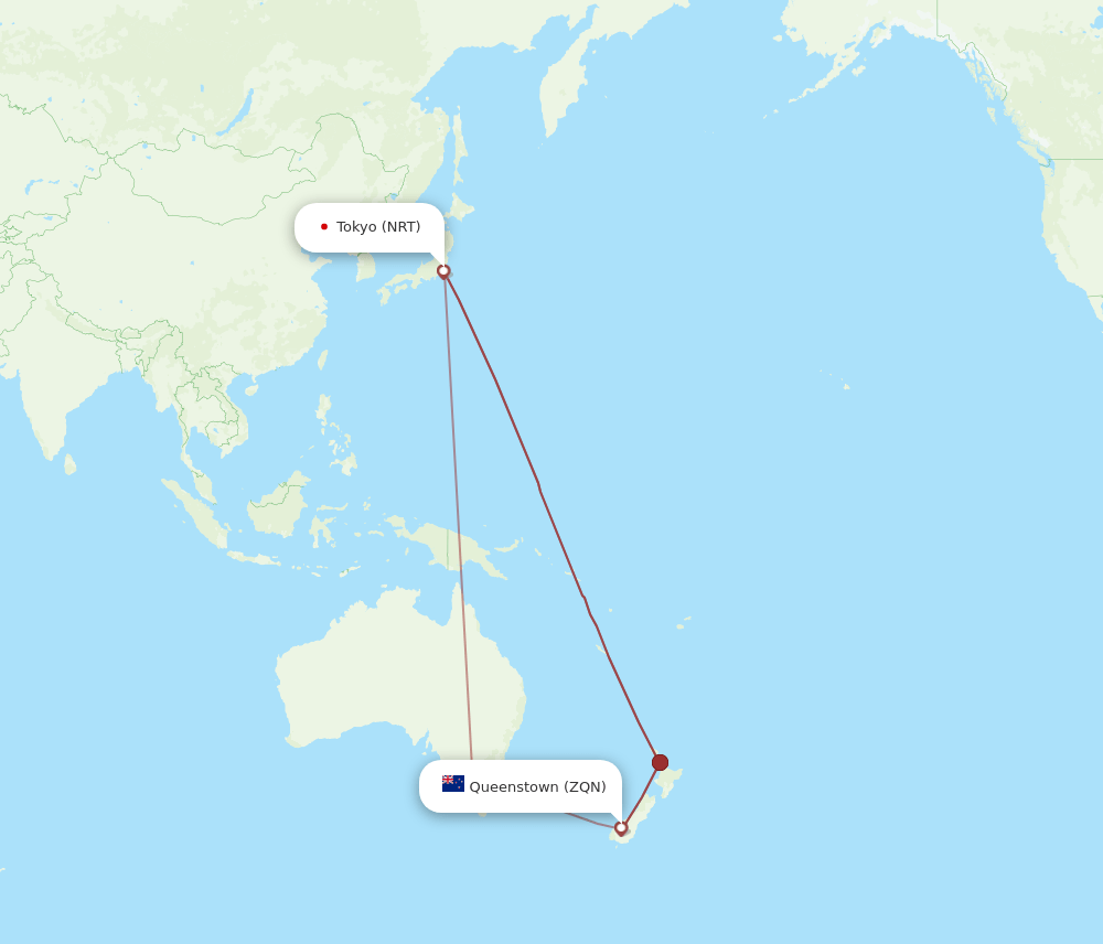 NRT-ZQN flight routes
